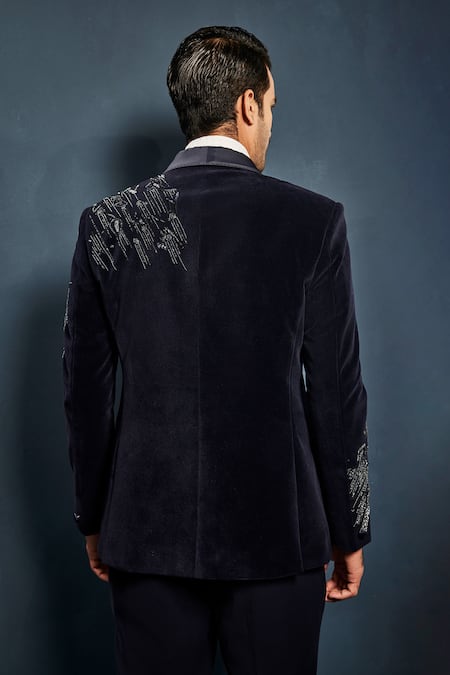 Sarab Khanijou Embellished Velvet Tuxedo Set 