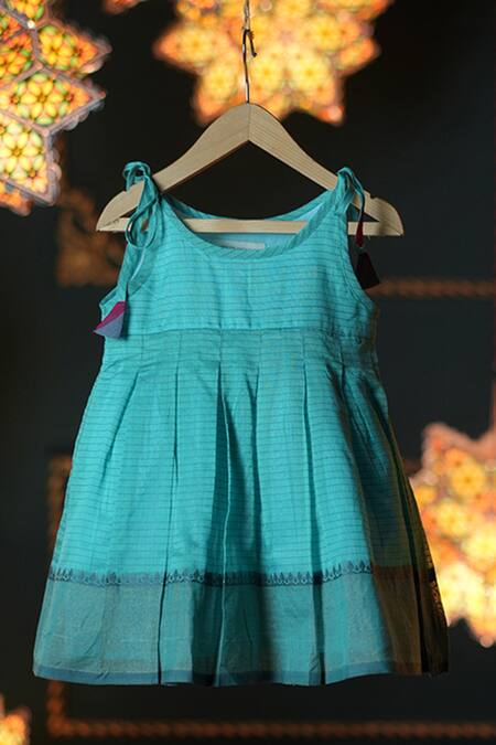 Buy Love The World Today Blue Cotton, Silk Dahlia Sleeveless Pleated Dress Online at Aza Fashions Buy_Love The World Today_Blue Cotton, Silk Dahlia Sleeveless Pleated Dress_Online_at_Aza_Fashions