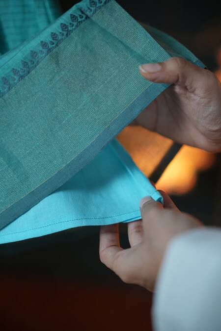 Buy Love The World Today Blue Cotton, Silk Dahlia Sleeveless Pleated Dress Buy_Love The World Today_Blue Cotton, Silk Dahlia Sleeveless Pleated Dress