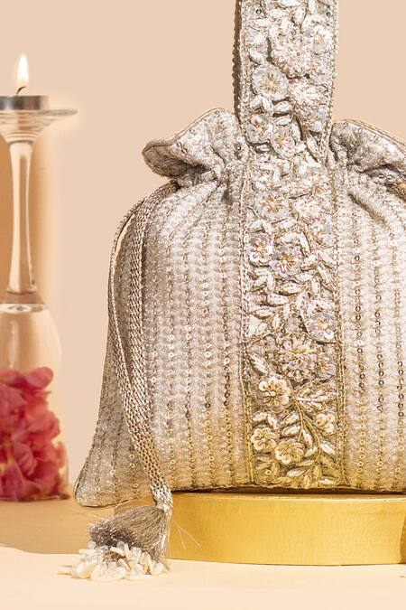 Buy_Amyra_Gold Sequins, Zari, Embroidery Tara Potli_Online_at_Aza_Fashions