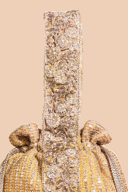 Amyra_Orange Zari, Embroidery Tara Potli_Online_at_Aza_Fashions