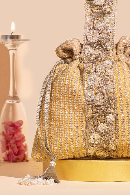 Buy_Amyra_Orange Zari, Embroidery Tara Potli_Online_at_Aza_Fashions