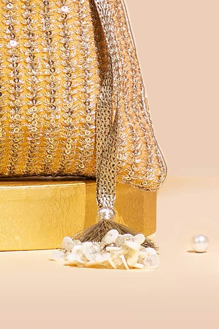 Shop_Amyra_Orange Zari, Embroidery Tara Potli_Online_at_Aza_Fashions