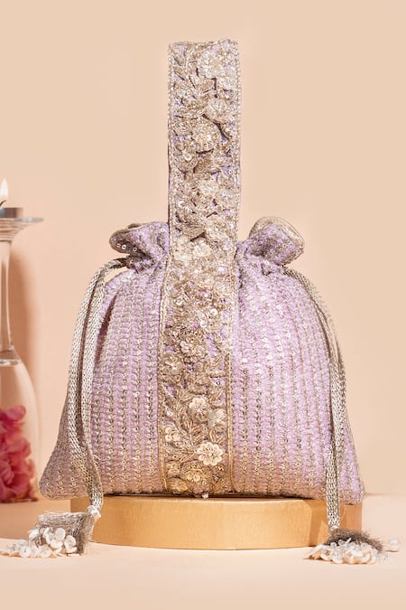 Shop Amyra Purple Zari, Embroidery Tara Zardozi Potli at Aza Fashions Shop_Amyra_Purple Zari, Embroidery Tara Zardozi Potli _at_Aza_Fashions