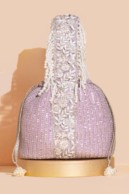 AMYRA Tara Sequin & Zardozi Embroidered Bucket Bag 