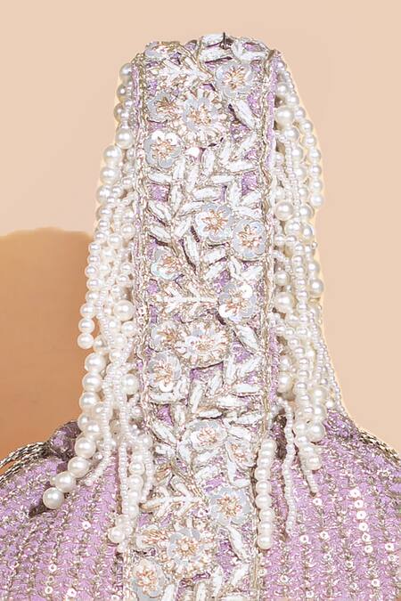 Amyra Purple Zari, Sequins, Beads Tara And Zardozi Embroidered Bucket Bag Online at Aza Fashions Amyra_Purple Zari, Sequins, Beads Tara And Zardozi Embroidered Bucket Bag _Online_at_Aza_Fashions