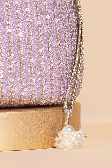 Shop Amyra Purple Zari, Sequins, Beads Tara And Zardozi Embroidered Bucket Bag Online at Aza Fashions Shop_Amyra_Purple Zari, Sequins, Beads Tara And Zardozi Embroidered Bucket Bag _Online_at_Aza_Fashions