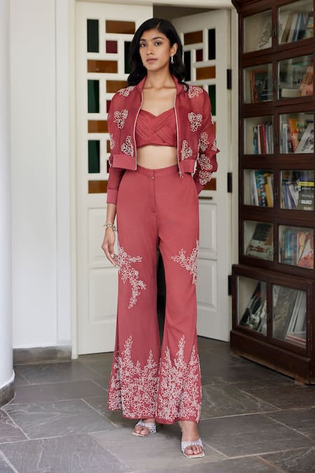 Parshya Embellished Bomber Jacket Pant Set 