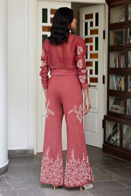 Parshya Embellished Bomber Jacket Pant Set 