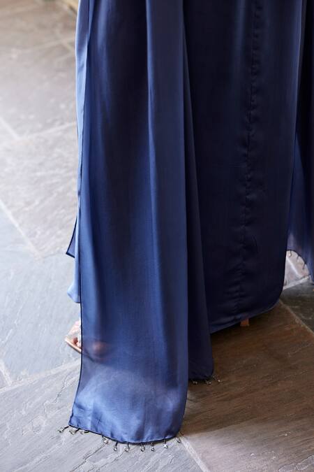 Shop Parshya Gray Viscose, Georgette, Satin Beads Grey Embroidered Blouse And Draped Skirt Set Online at Aza Fashions Shop_Parshya_Gray Viscose, Georgette, Satin Beads Grey Embroidered Blouse And Draped Skirt Set _Online_at_Aza_Fashions