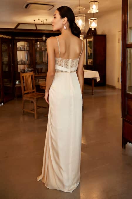 Parshya Misty Bloom Draped Gown 