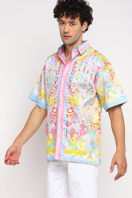 Loudless_Multi Color Cotton Aztecs Print Shirt_Online_at_Aza_Fashions