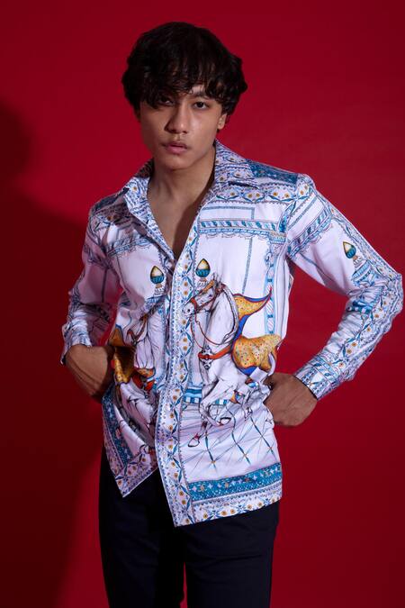Shop_Loudless_Multi Color Cotton Cavaloy Print Shirt_Online_at_Aza_Fashions
