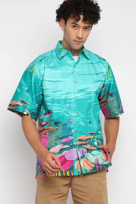 LoudLess Corel Reef Print Cotton Shirt 