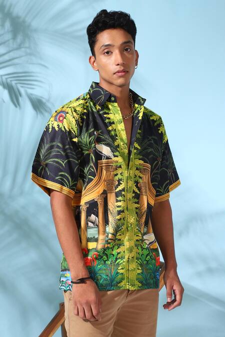 Loudless_Multi Color Cotton Embroidery Enchantment Print Shirt_Online_at_Aza_Fashions