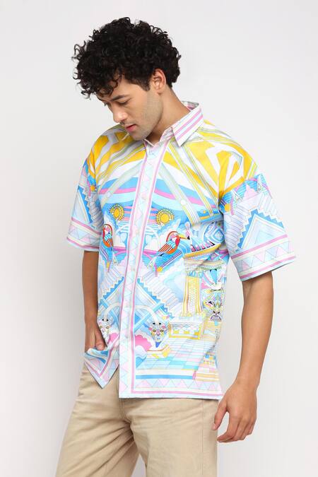 Buy_Loudless_Multi Color Cotton Illusion Print Shirt_Online_at_Aza_Fashions
