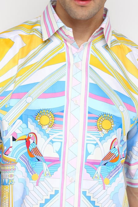 Shop_Loudless_Multi Color Cotton Illusion Print Shirt_Online_at_Aza_Fashions