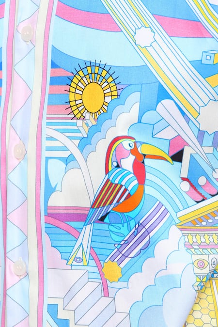 Loudless_Multi Color Cotton Illusion Print Shirt_at_Aza_Fashions