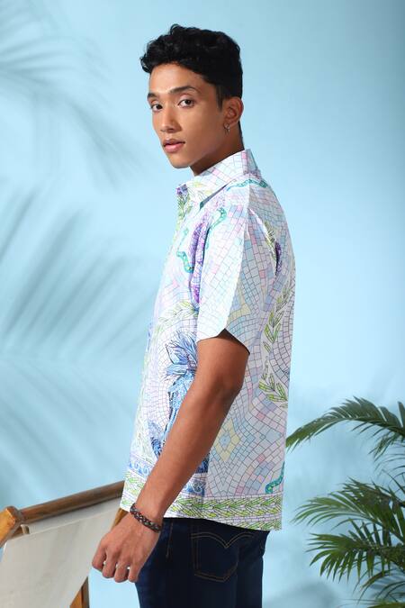 Loudless_Multi Color Cotton Mosaic Print Shirt_Online_at_Aza_Fashions