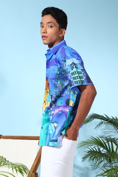 Loudless_Multi Color Cotton Night Life Print Shirt _Online_at_Aza_Fashions