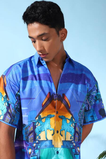 Loudless_Multi Color Cotton Night Life Print Shirt _at_Aza_Fashions