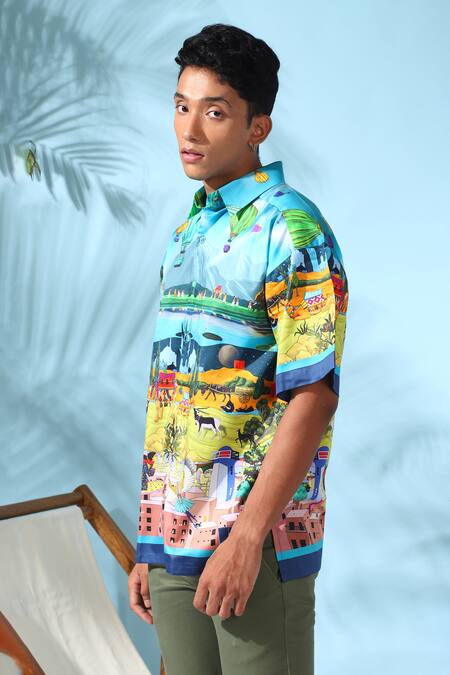 Loudless_Multi Color Cotton Oasis Print Shirt_Online_at_Aza_Fashions