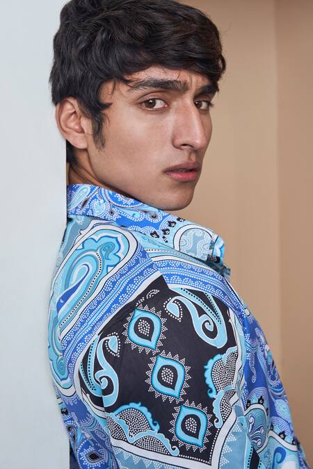Loudless_Multi Color Cotton Paisley Print Shirt_at_Aza_Fashions