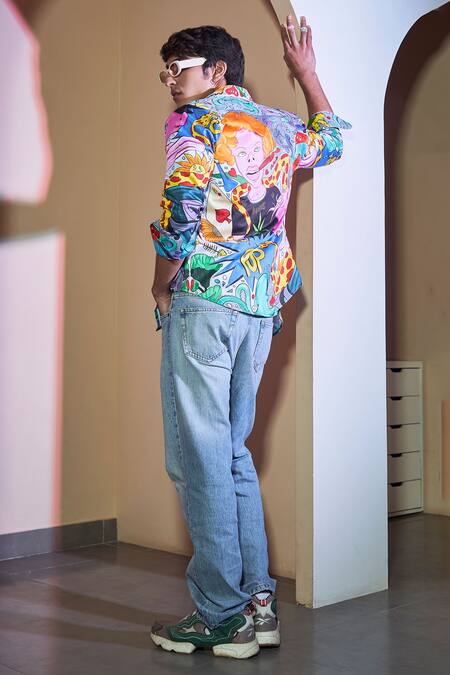 Shop Loudless Multi Color Cotton Psychedelics Print Shirt at Aza Fashions Shop_Loudless_Multi Color Cotton Psychedelics Print Shirt_at_Aza_Fashions