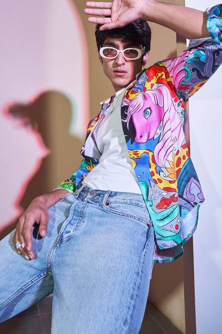 Buy Loudless Multi Color Cotton Psychedelics Print Shirt Online at Aza Fashions Buy_Loudless_Multi Color Cotton Psychedelics Print Shirt_Online_at_Aza_Fashions
