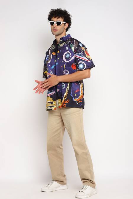 Buy_Loudless_Multi Color Cotton Space Print Shirt_Online_at_Aza_Fashions