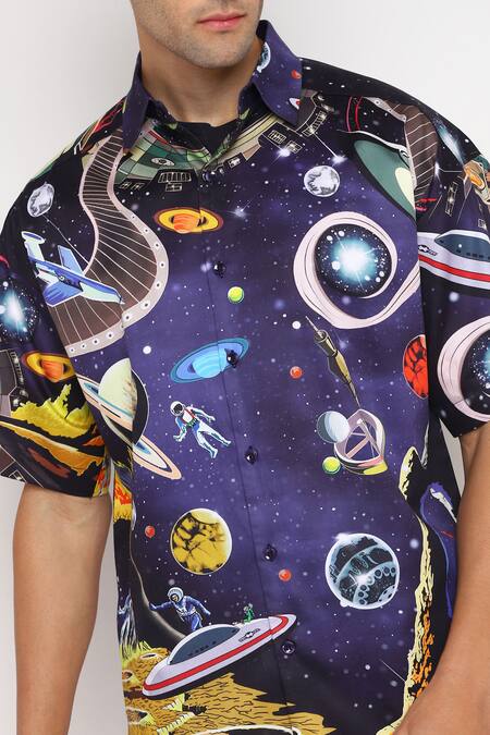 Shop_Loudless_Multi Color Cotton Space Print Shirt_Online_at_Aza_Fashions