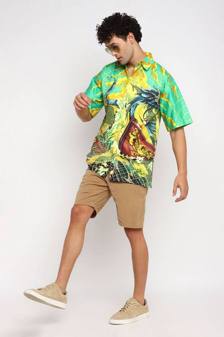 Buy_Loudless_Multi Color Cotton Tales Of Dragen Print Shirt_Online_at_Aza_Fashions