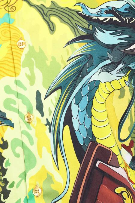 Loudless_Multi Color Cotton Tales Of Dragen Print Shirt_at_Aza_Fashions