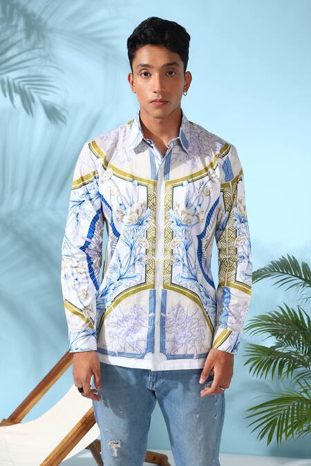 Loudless_Multi Color Cotton Embroidery Series Cavaloy Print Shirt_Online_at_Aza_Fashions