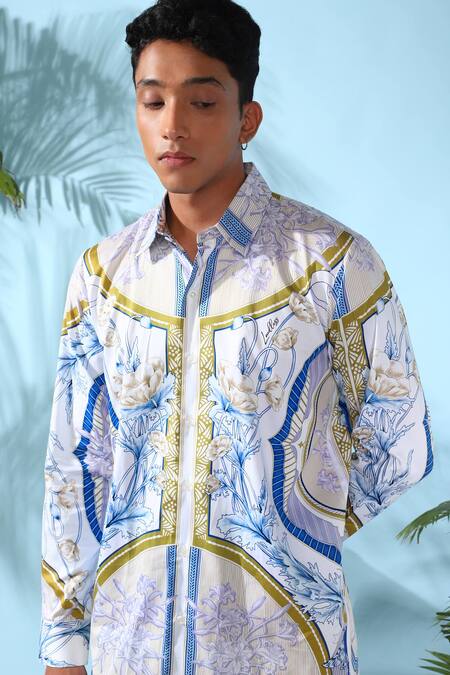 Shop_Loudless_Multi Color Cotton Embroidery Series Cavaloy Print Shirt_Online_at_Aza_Fashions