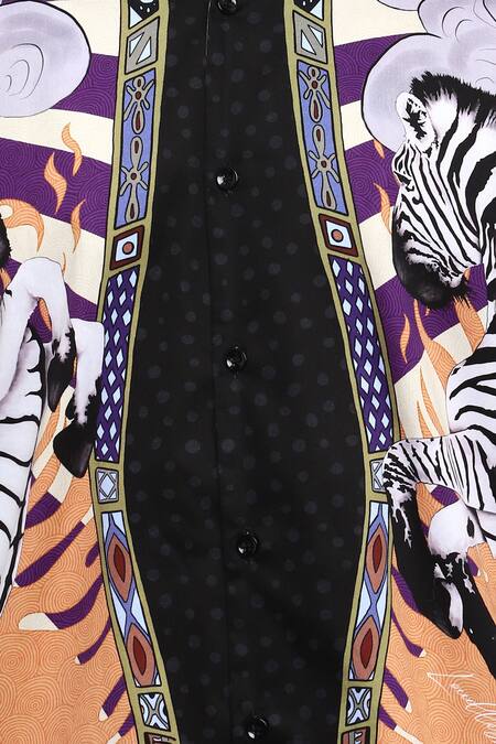 Loudless Multi Color Cotton Zebra Print Shirt at Aza Fashions Loudless_Multi Color Cotton Zebra Print Shirt_at_Aza_Fashions