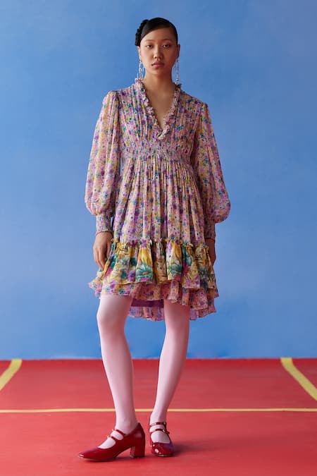 Uri by Mrunalini Rao Juniper Iris Bloom Print Dress 