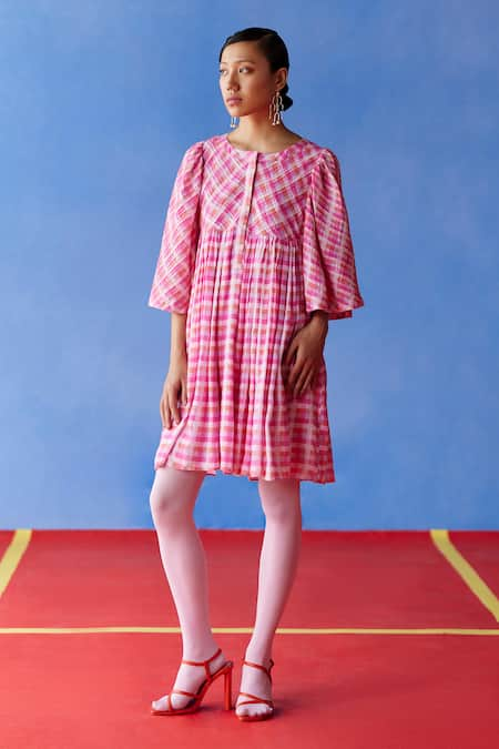 Uri by Mrunalini Rao Cookie Plaid Checkered Short Dress 