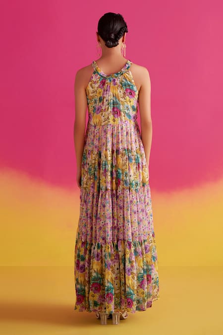 Shop Uri By Mrunalini Rao Blue Cotton Keyhole Neck Camelia Tiered Maxi Dress at Aza Fashions Shop_Uri By Mrunalini Rao_Blue Cotton Keyhole Neck Camelia Tiered Maxi Dress _at_Aza_Fashions
