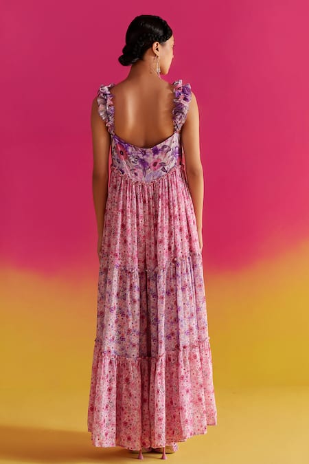 Uri By Mrunalini Rao Syringa Tiered Midi Dress 