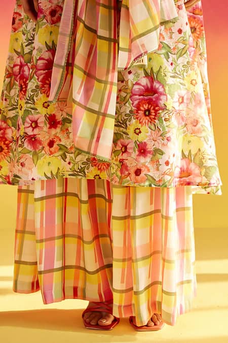 Uri By Mrunalini Rao Multi Color Organic Fabric Orchid Yoke Embroidered Kurta Pant Set Online at Aza Fashions Uri By Mrunalini Rao_Multi Color Organic Fabric Orchid Yoke Embroidered Kurta Pant Set _Online_at_Aza_Fashions