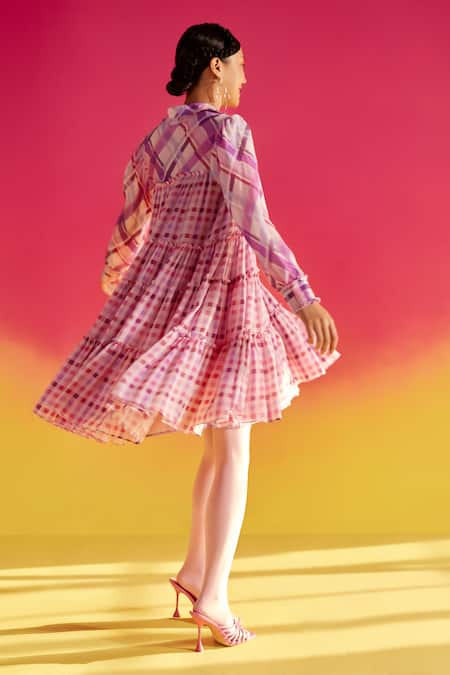 Uri By Mrunalini Rao_Purple Cotton Collared Boba Shirt Dress _Online_at_Aza_Fashions