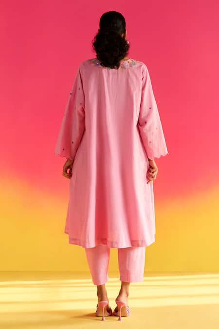 Uri By Mrunalini Rao A Line Embroidered Kurta Pant Set 