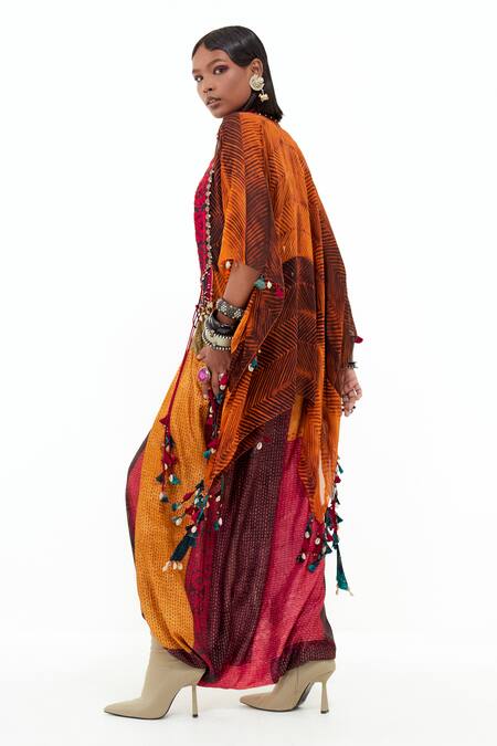 Aseem Kapoor Multi Color Silk, Cotton Embroidery, Tassels, Veni Printed Jacket Trouser Set at Aza Fashions Aseem Kapoor_Multi Color Silk, Cotton Embroidery, Tassels, Veni Printed Jacket Trouser Set _at_Aza_Fashions