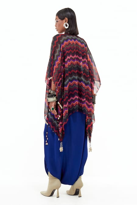 Shop Aseem Kapoor Multi Color , Silk, Satin Veni Chevron Print Jacket Trouser Set at Aza Fashions Shop_Aseem Kapoor_Multi Color , Silk, Satin Veni Chevron Print Jacket Trouser Set _at_Aza_Fashions