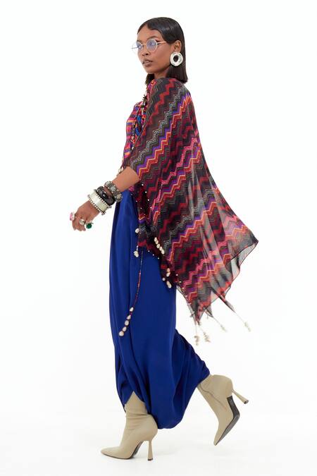 Buy Aseem Kapoor Multi Color , Silk, Satin Veni Chevron Print Jacket Trouser Set Buy_Aseem Kapoor_Multi Color , Silk, Satin Veni Chevron Print Jacket Trouser Set