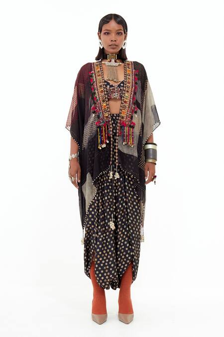 Shop Aseem Kapoor Multi Color Satin, Silk, Veni Mixed Print Jacket Trouser Set Online at Aza Fashions Shop_Aseem Kapoor_Multi Color Satin, Silk, Veni Mixed Print Jacket Trouser Set _Online_at_Aza_Fashions