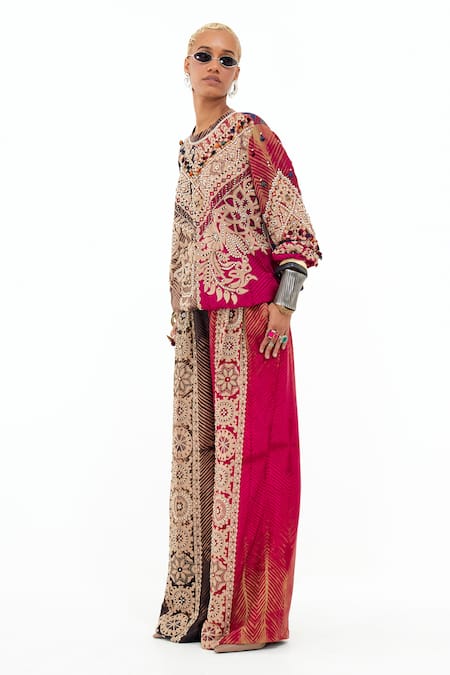 Buy_Aseem Kapoor_Multi Color Muslin Embroidery Zahra Sweatshirt And Trouser Set _Online_at_Aza_Fashions