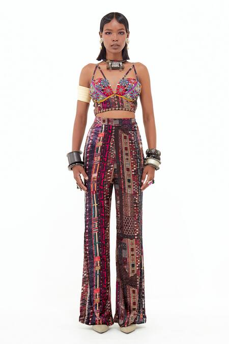 Aseem Kapoor_Multi Color Cotton Satin, Velvet, Cotton, Embroidered Dhan Jacket Trouser Set _Online_at_Aza_Fashions