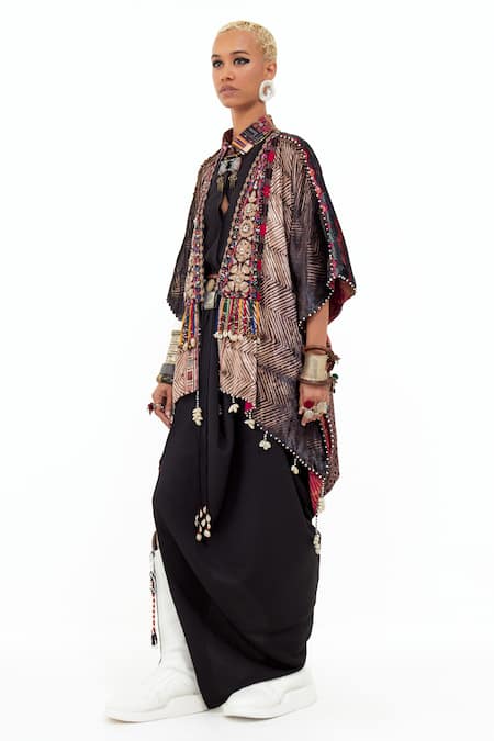 Buy Aseem Kapoor Multi Color Velvet Tassels Collared Yama Printed And Embroidered Jacket Online at Aza Fashions Buy_Aseem Kapoor_Multi Color Velvet Tassels Collared Yama Printed And Embroidered Jacket _Online_at_Aza_Fashions